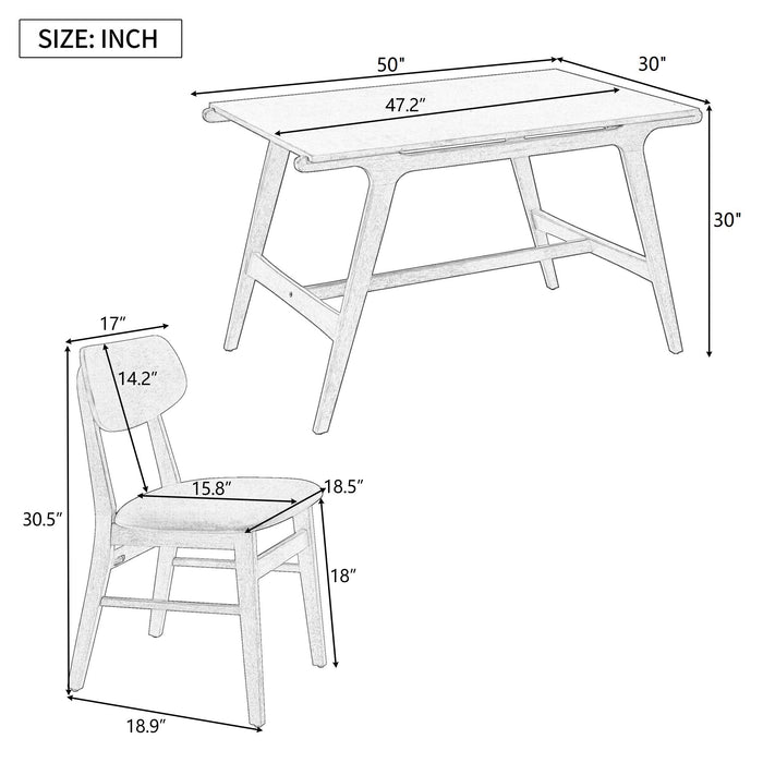 5-Piece Mid-Century Style Dining Table Set- (Wenge)