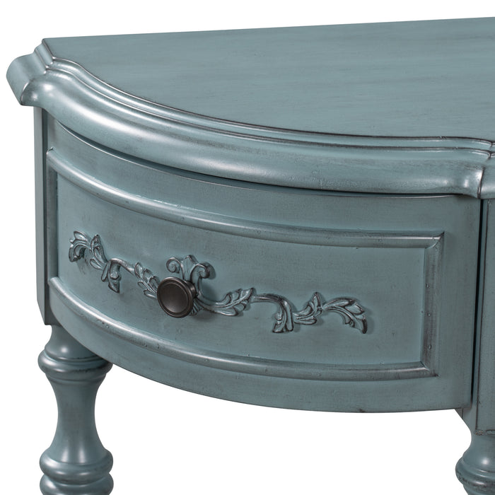 Modern and Contemporary Curved Console Table for Hallway Living Room Bedroom - Antique Blue