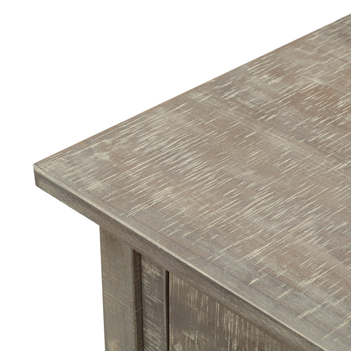 Rustic Brushed Texture Entryway Table Console Table with Drawers and Bottom Shelf for Living Room (Grey Wash)