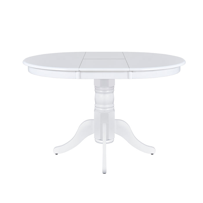 5-Piece Mid-Century Extendable Round Dining Table Set - White