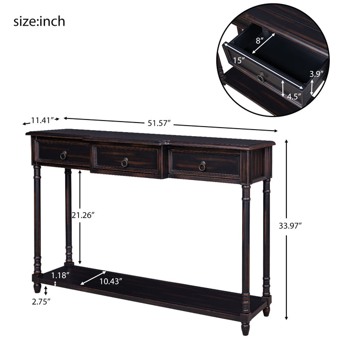 Console Table  with Drawers - Espresso