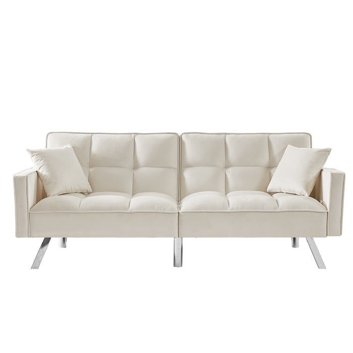 Velvet Sofa Couch Bed - White