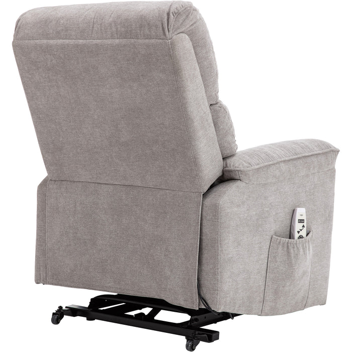 Deluxe Power Lift Recliner with Massage and Heat Function,Light Gray