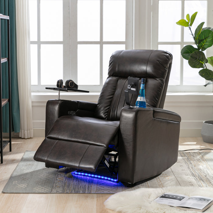 Power Motion Recliner with USB Charging Port and Hidden Arm Storage