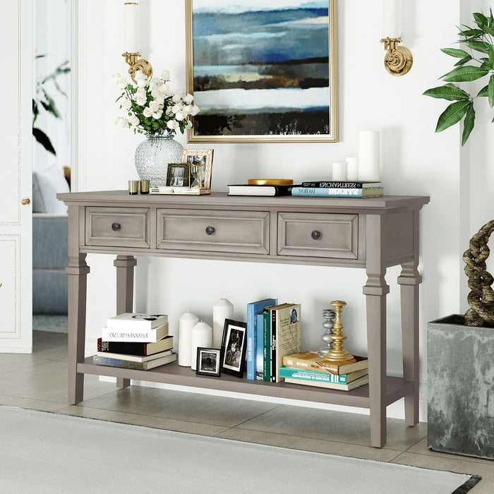 Classic Retro Style Console Table - Brown Wash