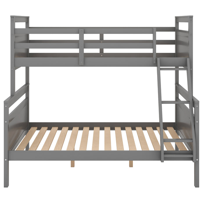 Twin over Full Bunk Bed with ladder & Safety Guardrail - Gray