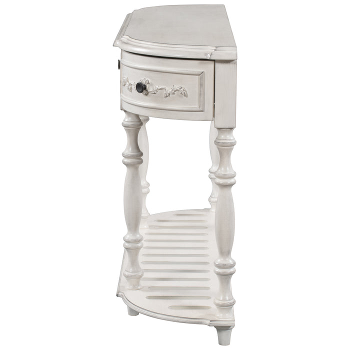 Modern and Contemporary Curved Console Table  for Hallway Living Room Bedroom - Antique White