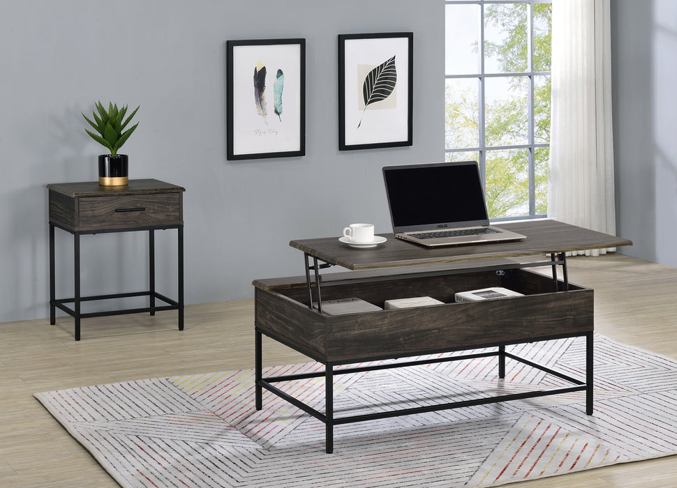 Modern Brown MDF Lift Top Coffee and End Table Set - Brown ( 2 piece )