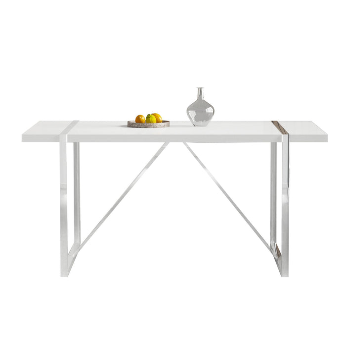 Rustic Industrial Rectangular MDF Wood White Dining Table