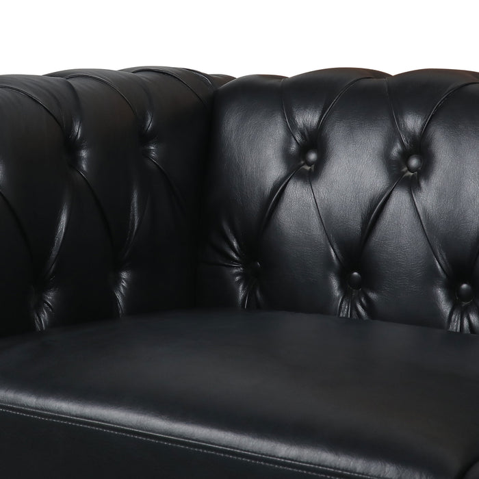 Traditional  Square Arm Chesterfield 3 seater Sofa - Black