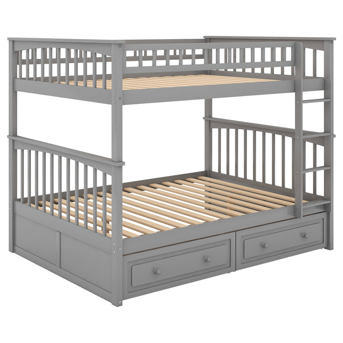 Full over Full Bunk Bed with Drawers