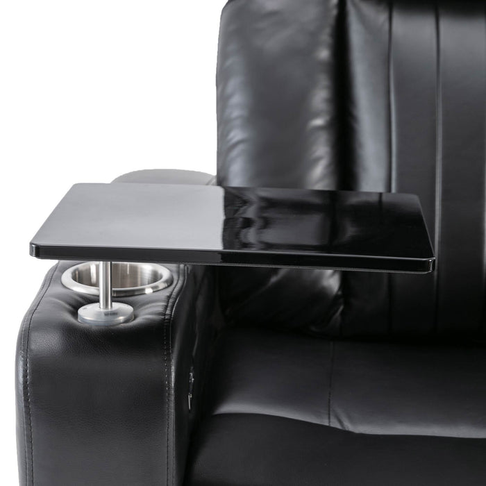 Premium Power Recliner with Storage Arms, Cupholders, Swivel Tray Table and Cell Phone Stand - Black