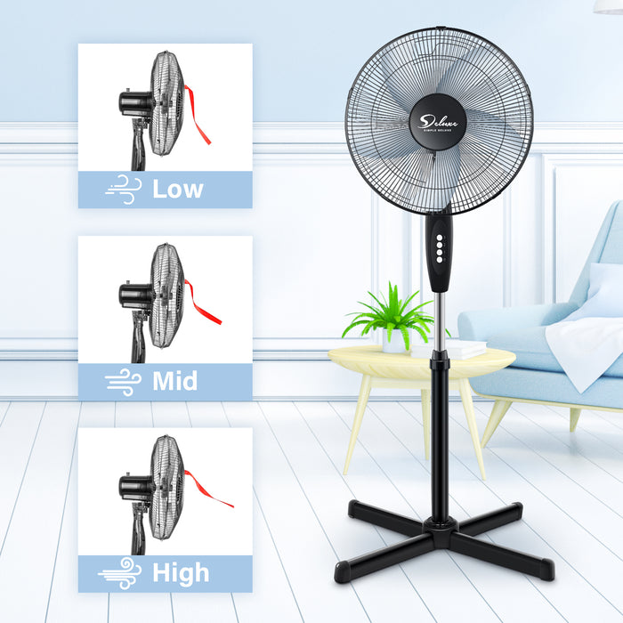 2-Pack- Oscillating 16″ 3 Adjustable Speed Pedestal Stand Fan, Black