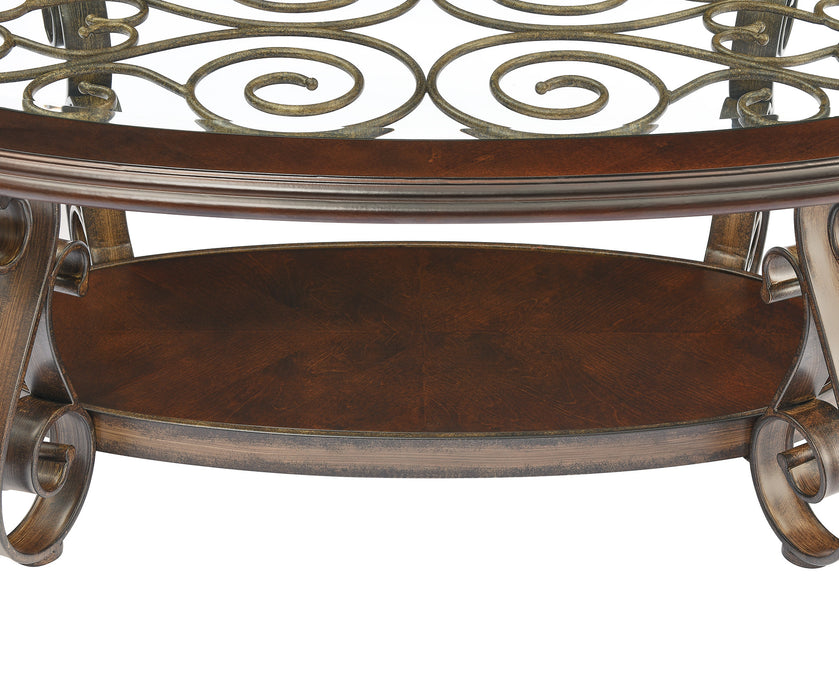 Coffee Table with Glass Table Top - Dark Brown