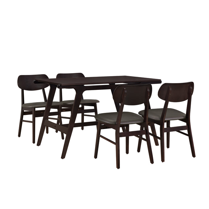 5-Piece Mid-Century Style Dining Table Set- (Wenge)