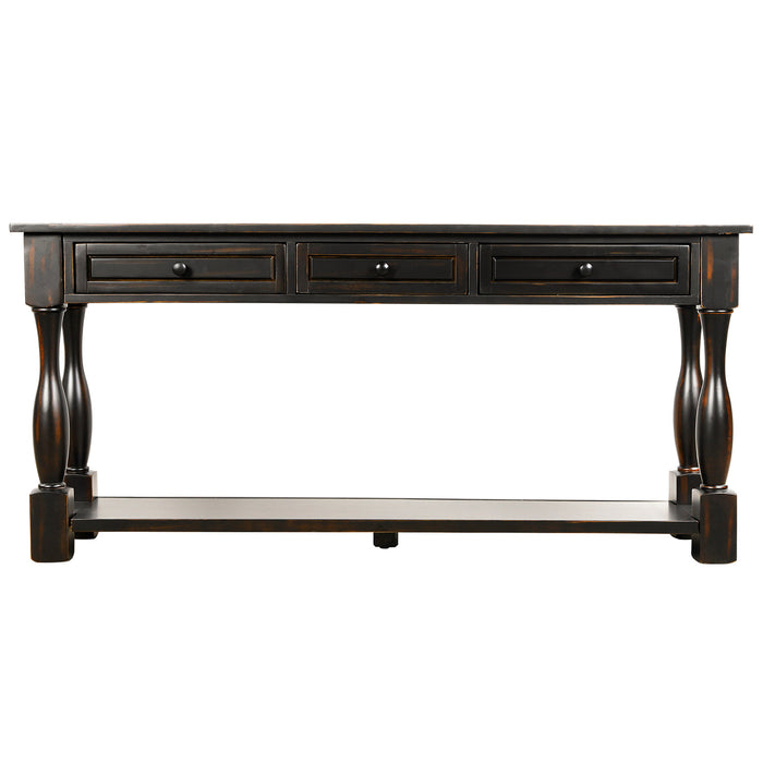 Console Table - Distressed Black