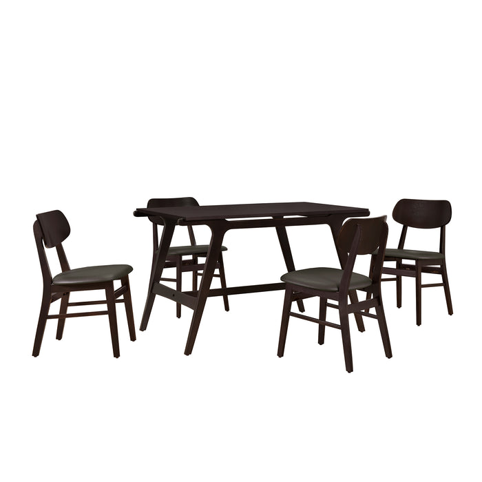 5-Piece Mid-Century Style Dining Table Set- (Wenge)