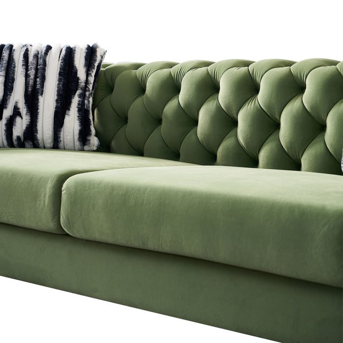 Modern Tufted Backvelvet sofa - Mint Green