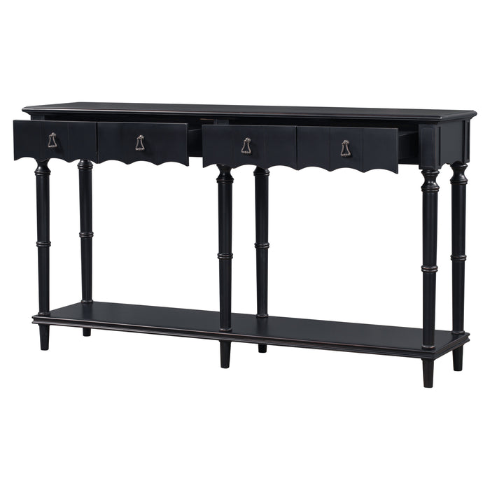 Country Console Table for Hallway - Antique Black