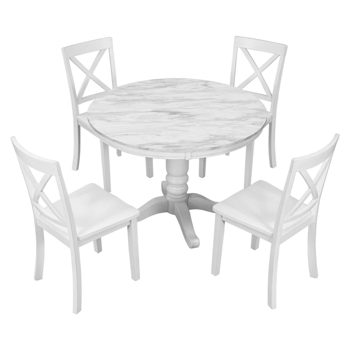 5 Pieces Dining Table and Chairs Set - White