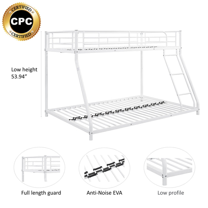 Twin over Full Metal Bunk Bed - White