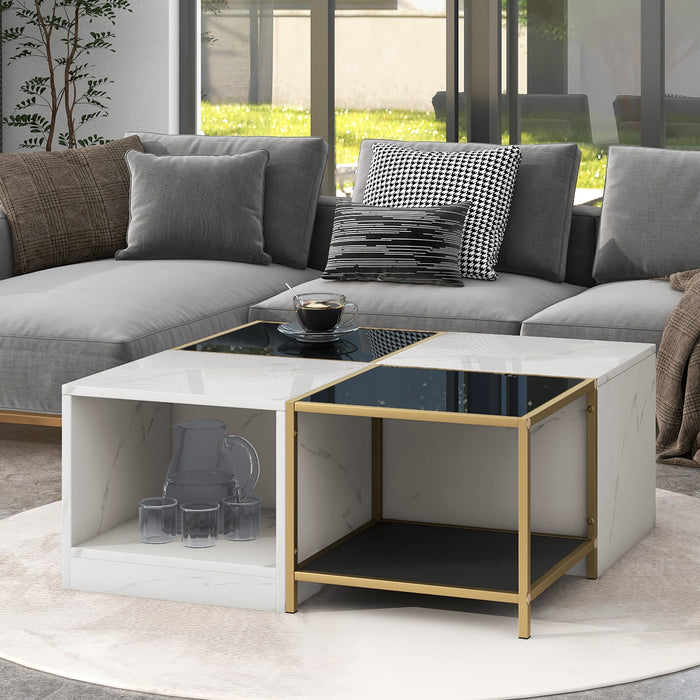 2-layer Modern Coffee Table with Metal Frame