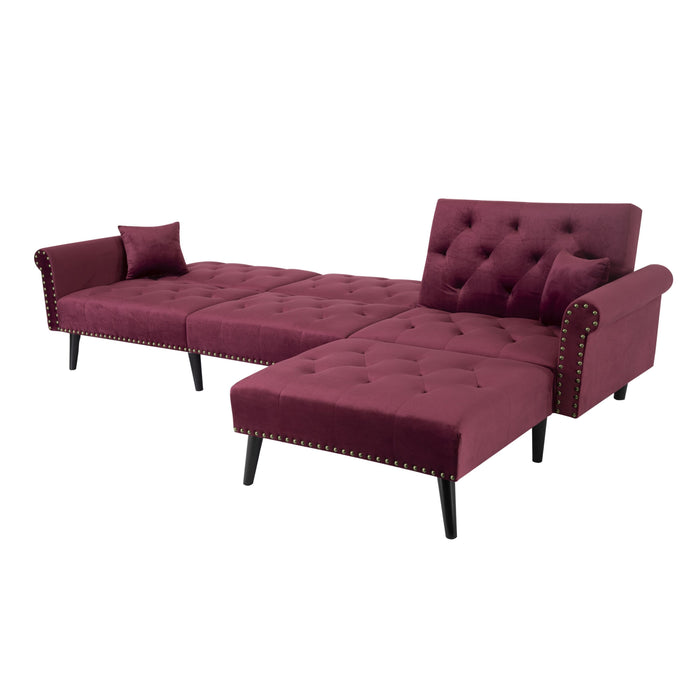 Convertible Sofa sleeper - red velvet