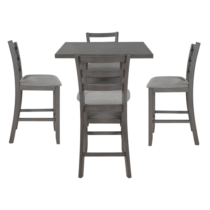 5-Piece Wooden Counter Height Dining Set - Gray