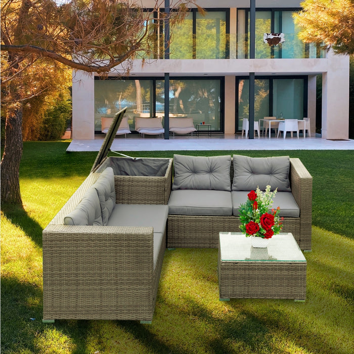 4 Piece Patio Sectional - Grey