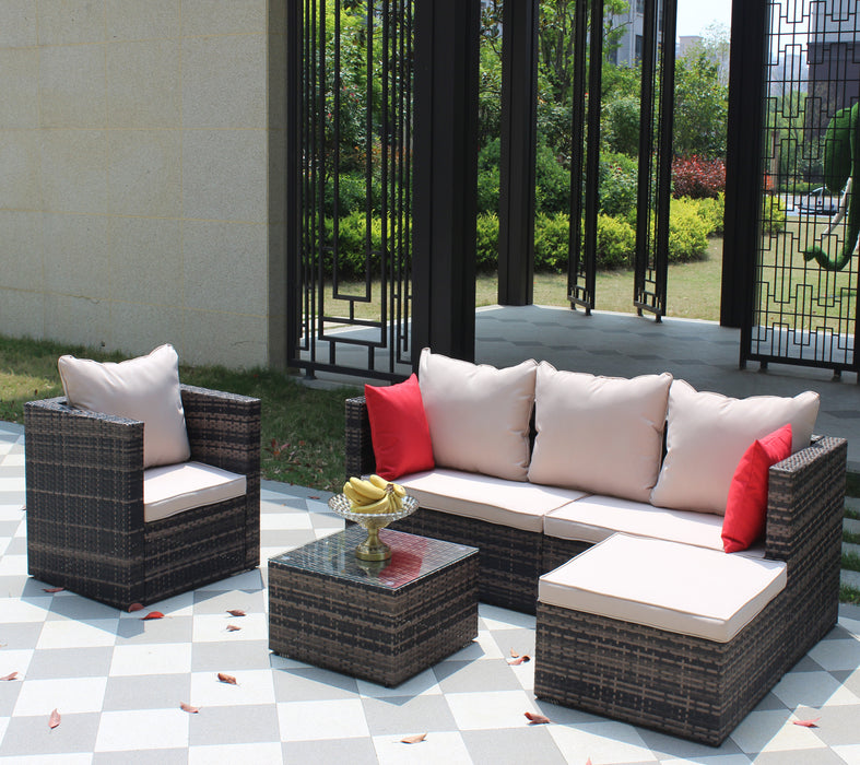 Rattan Patio Furniture Set (4 Pieces, Brown)