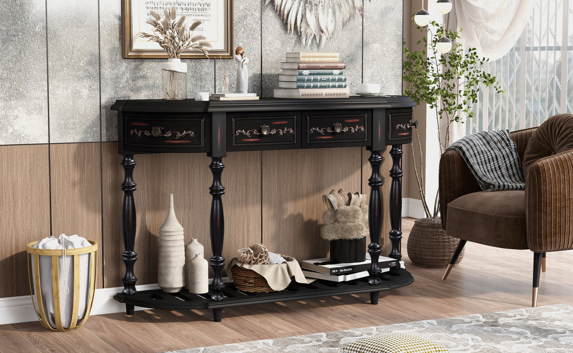 Modern and Contemporary Curved Console Table for Hallway Living Room Bedroom - Black