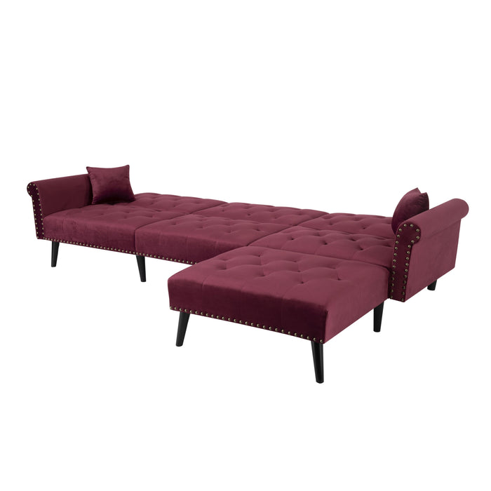 Convertible Sofa sleeper - red velvet