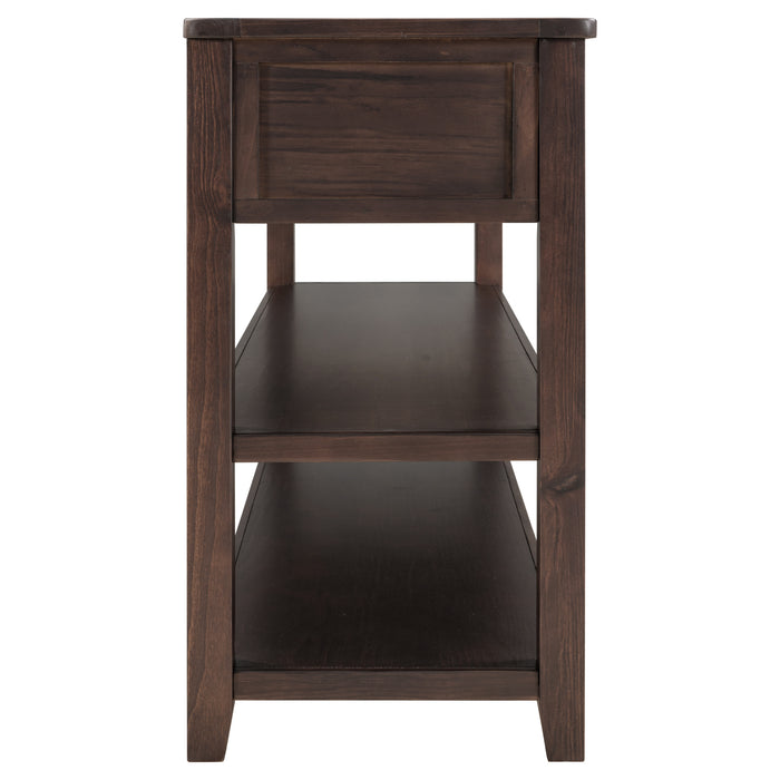 Retro Design Console Table with Two Open Shelves - Espresso