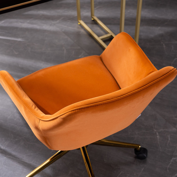 Modern Velvet Home Office Chair - Orange