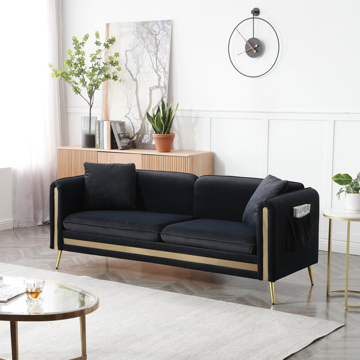 Modern Velvet Sofa - Black