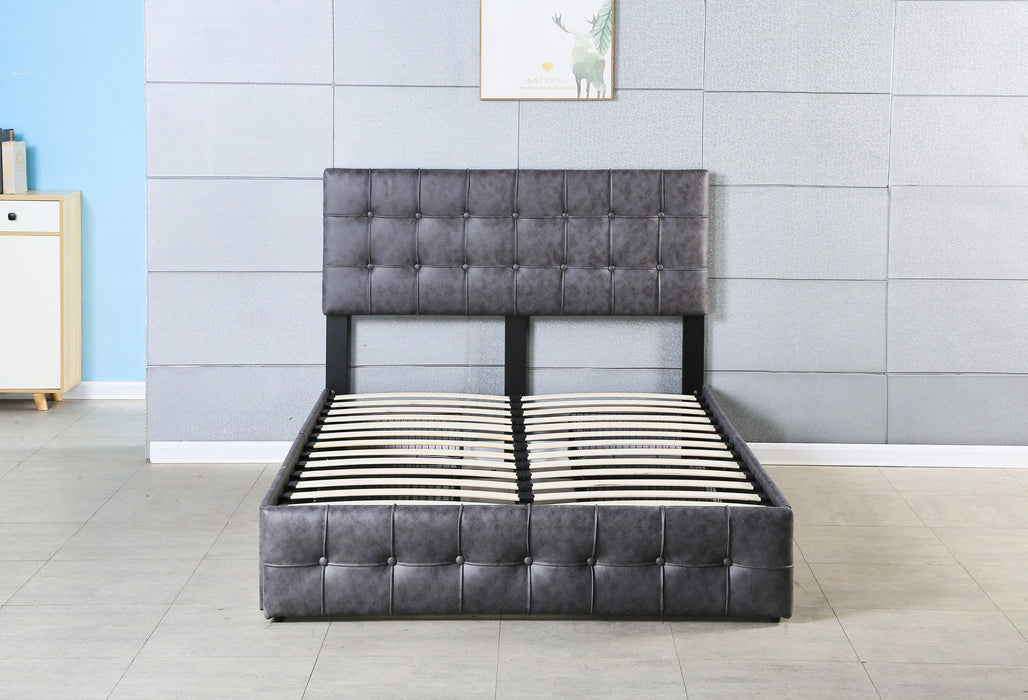 Hot Sale Queen Size Dark Grey Upholstered Platform Bed Frame  with Storage Drawers