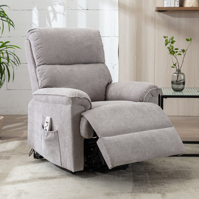 Deluxe Power Lift Recliner with Massage and Heat Function,Light Gray