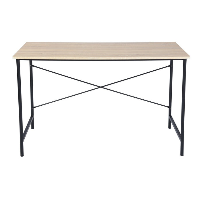 Metal Frame Home Office Writing Desk - Oak & Black