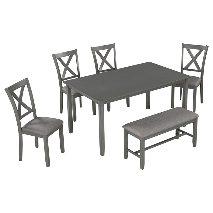 6-Piece Kitchen Dining Table Set - Gray