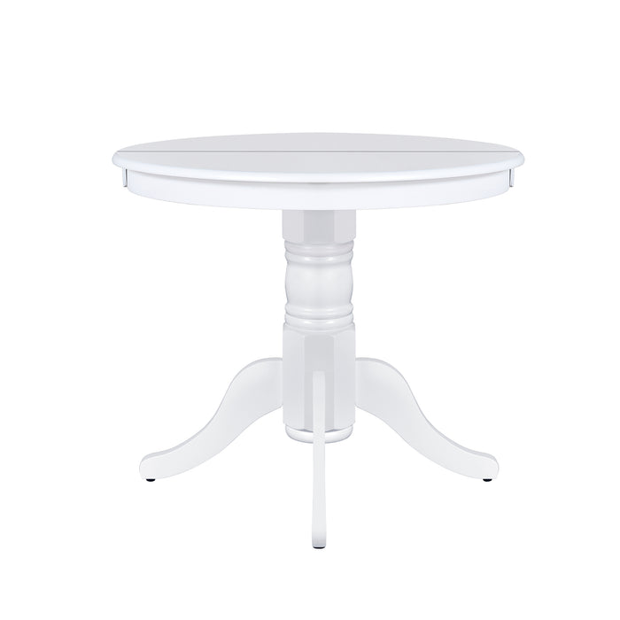 5-Piece Mid-Century Extendable Round Dining Table Set - White