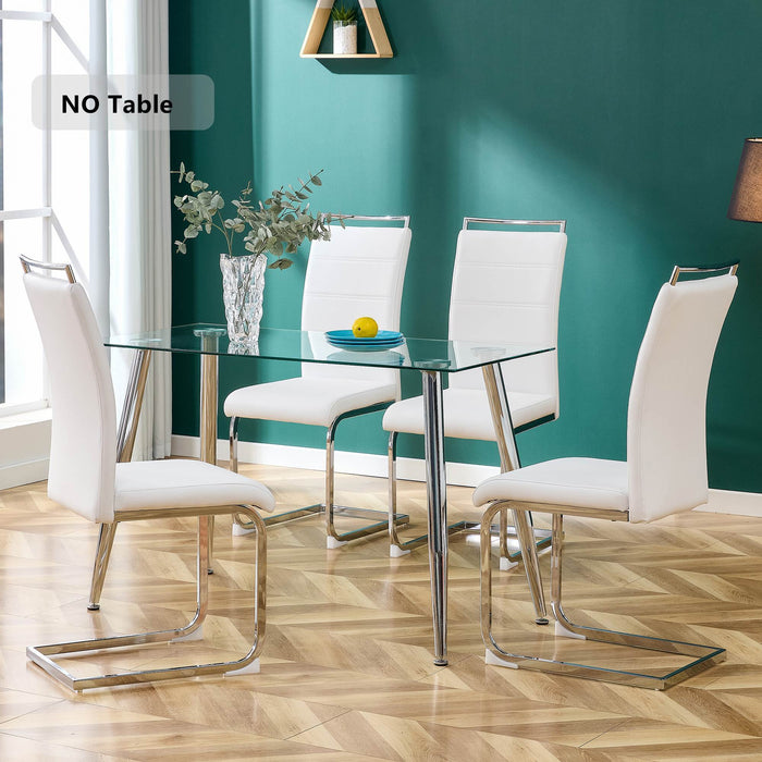 Modern Dining Chairs (Set of 4) ( White+PU)