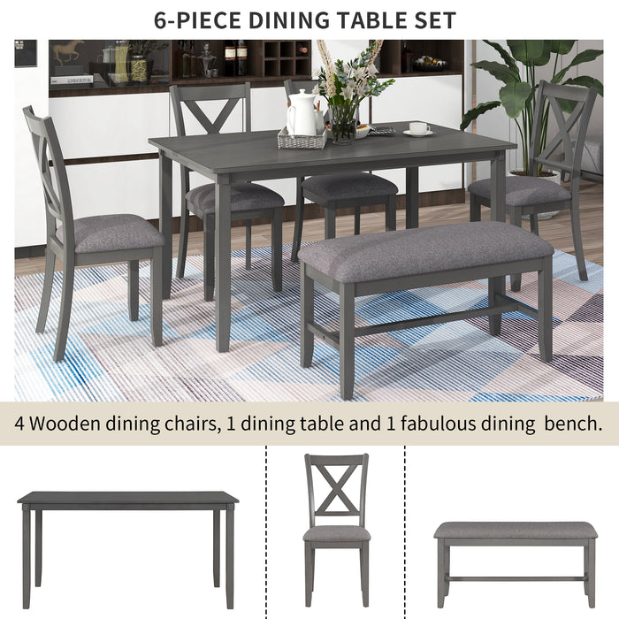 6-Piece Kitchen Dining Table Set - Gray