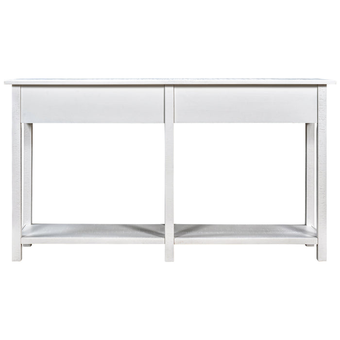 Rustic Brushed Texture Entryway Console Table - Ivory White