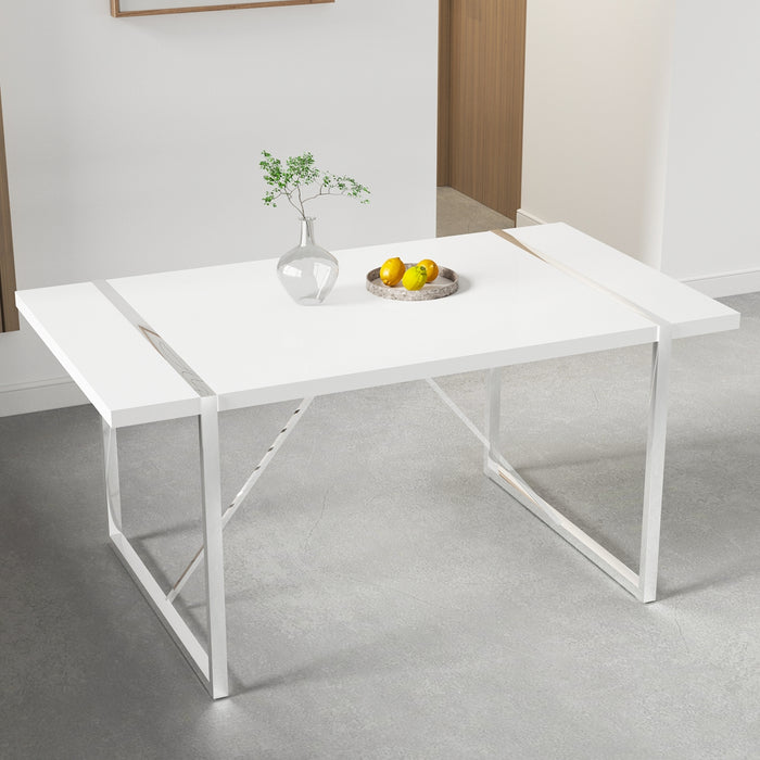 Rustic Industrial Rectangular MDF Wood White Dining Table