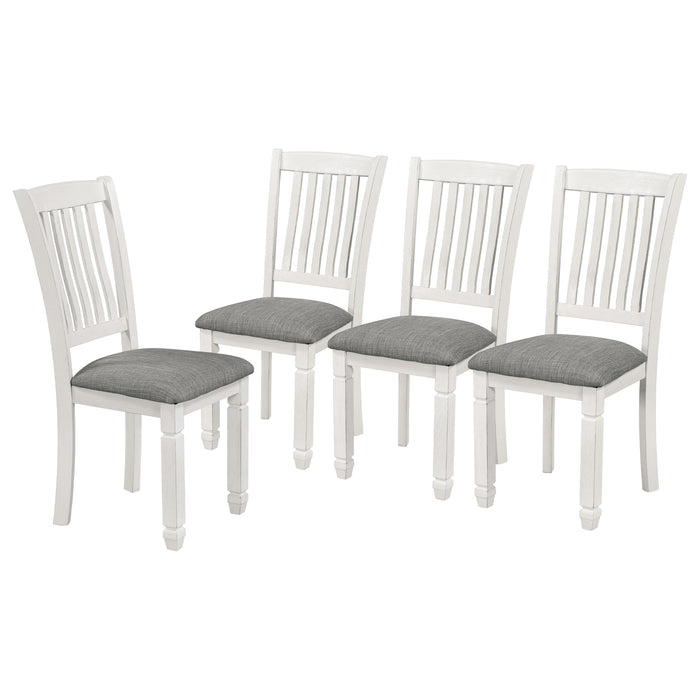 7-Piece Dining Table Set Wood Dining Table and 6 Upholstered Chairs- Gray+White