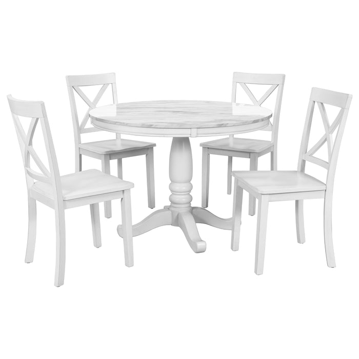 5 Pieces Dining Table and Chairs Set - White