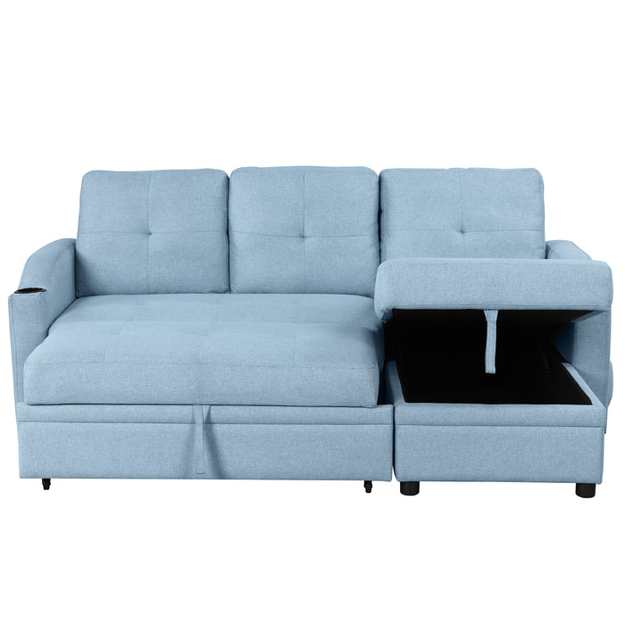 Modern Pull Out Sofa Bed - Blue