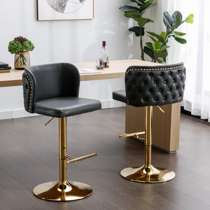 Modern PU Upholstered Bar Stools with Whole Back Tufted - Dark Grey