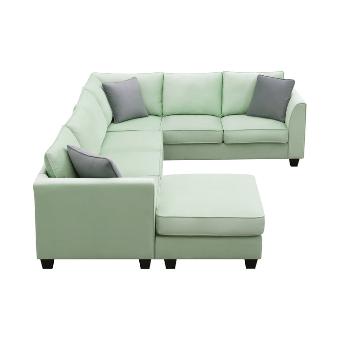 7 Seats Modular Sectional Sofa with Ottoman-Green