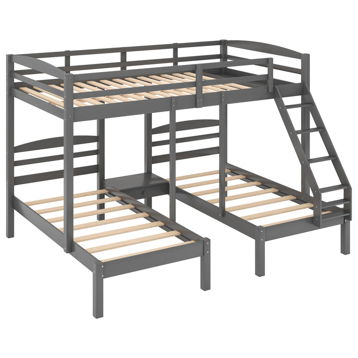 Full over Twin & Twin Bunk Bed, Triple Bunk Bed - Gray